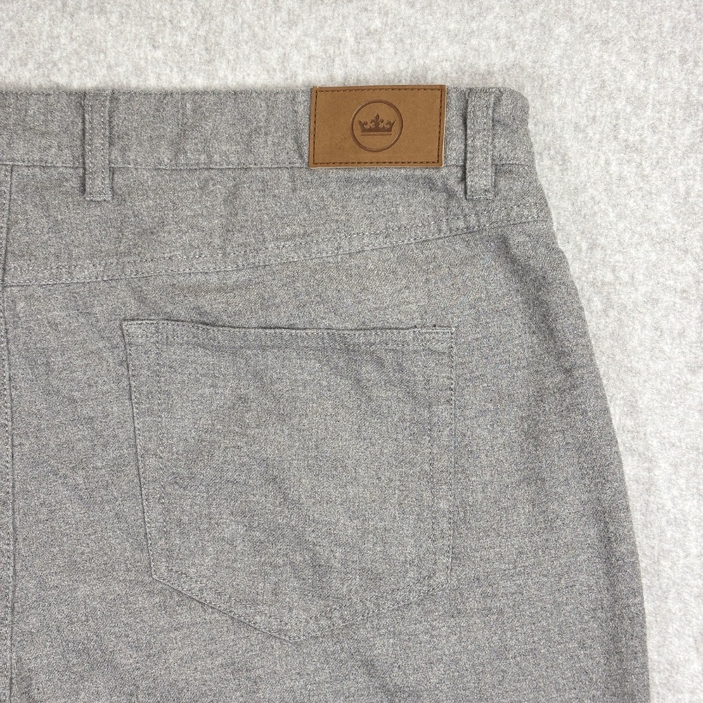 Peter Millar Crown Flannel Pants Mens 40 Gray Cotton Blend 5-Pocket Straight Leg - Picture 6 of 10